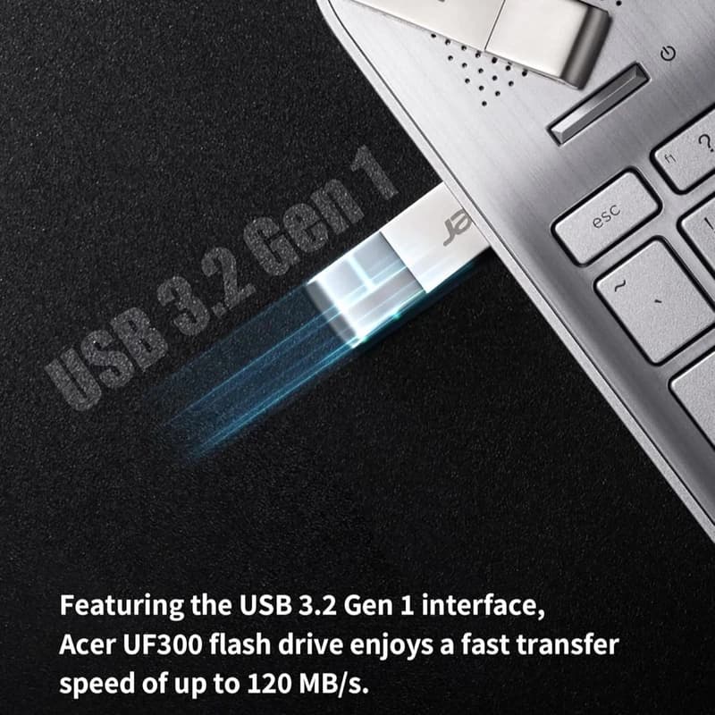 فلش ایسر Acer مدل UF300 USB 3.2 ظرفیت 32GB گیگابایت — تصویر ۳