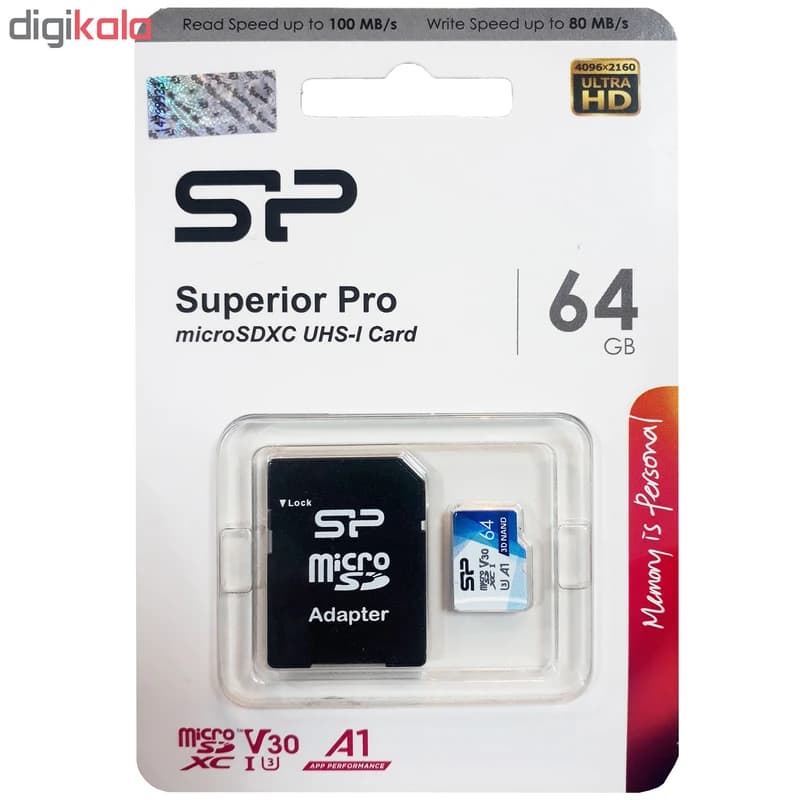 کارت حافظه microSDXC سیلیکون پاور مدل Superior Pro کلاس 10 استاندارد UHS-I U3 سرعت 100MBps ظرفیت 64 گیگابایت — تصویر ۴