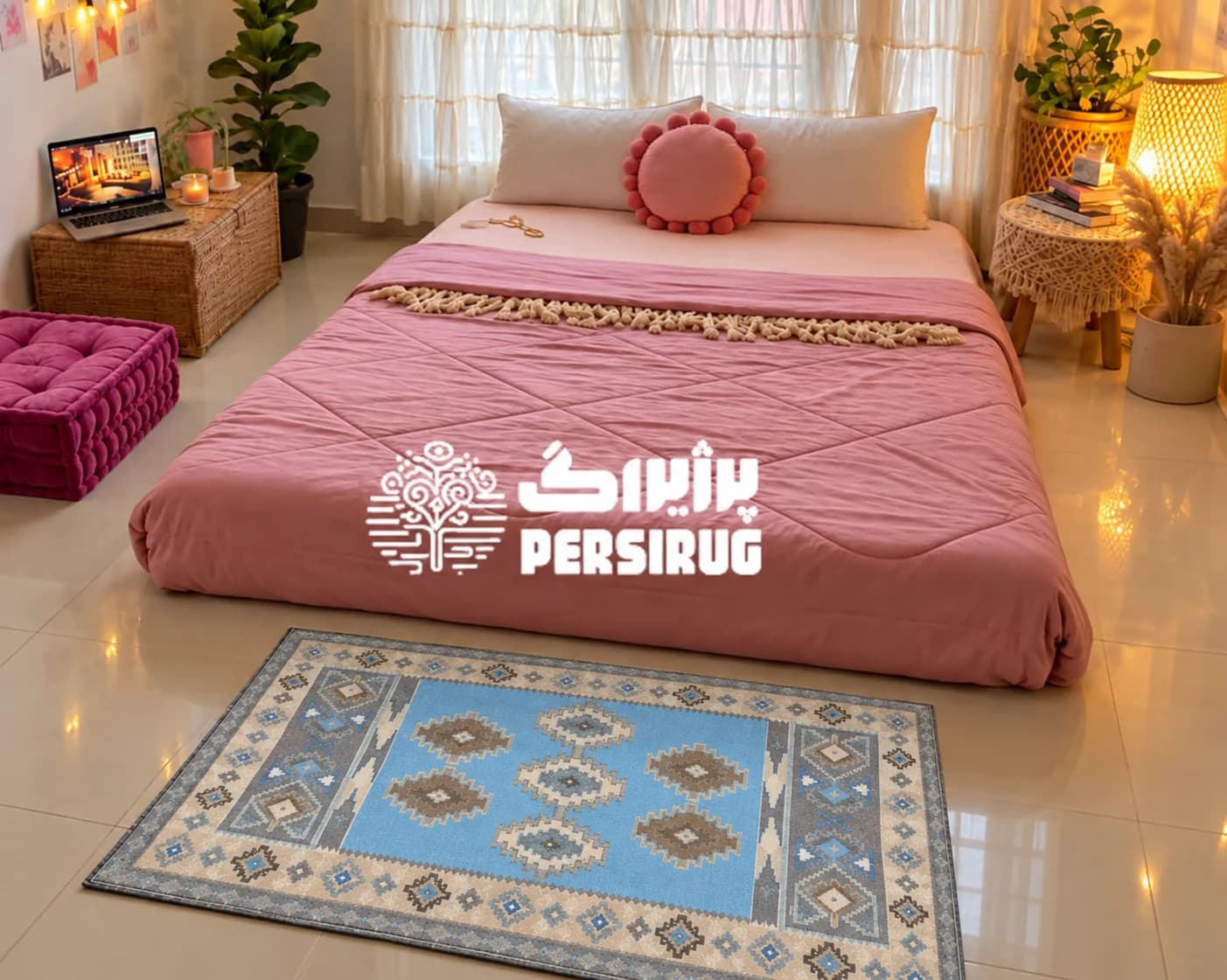 فرشینه زیره چرم آبی کویری — تصویر ۶