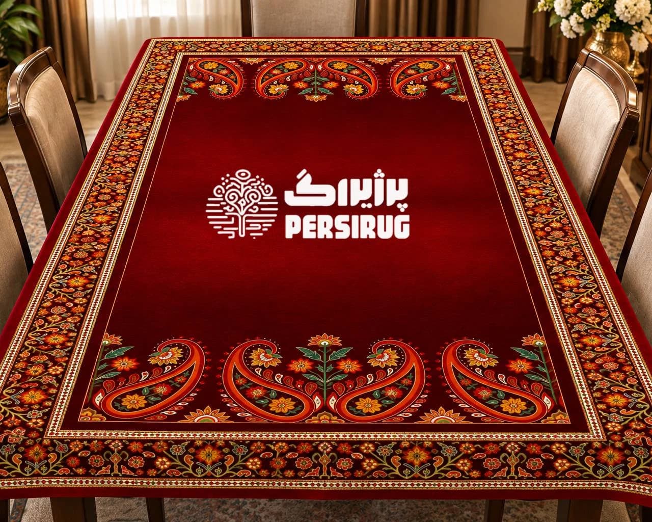 رومیزی ، سفره و روفرشی زرین سرخ — تصویر ۴