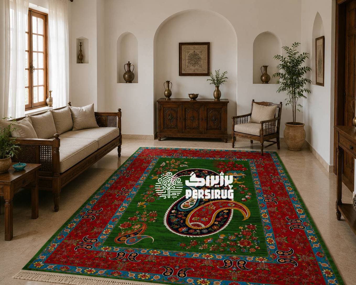 فرش ماشینی بته‌گل سرخ — تصویر ۳