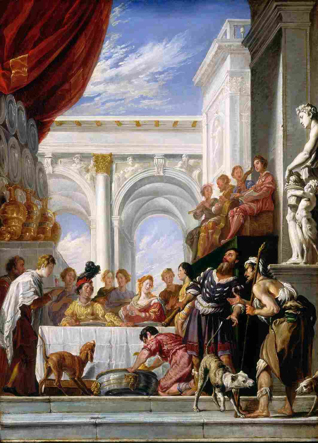 نقاشیWorkshop of Domenico Fetti The Parable of Lazarus and the Rich Man — تصویر ۲