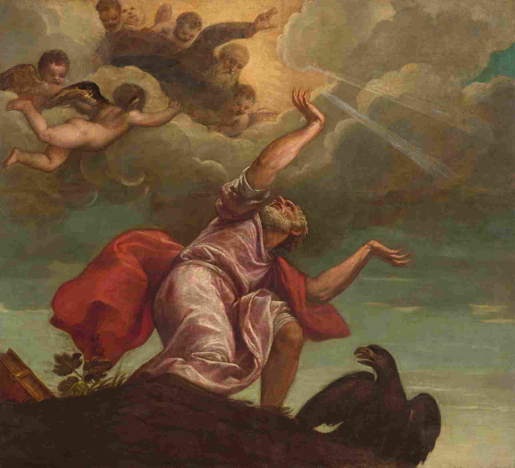 نقاشیTitian and Workshop – Saint John the Evangelist on Patmos — تصویر ۲