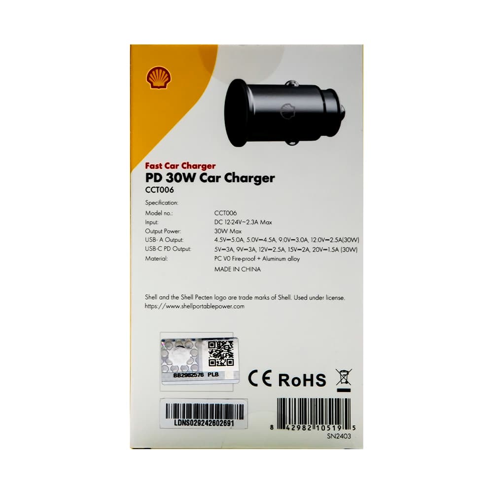 شارژر فندکی شل Shell مدل CCT006 30W — تصویر ۳