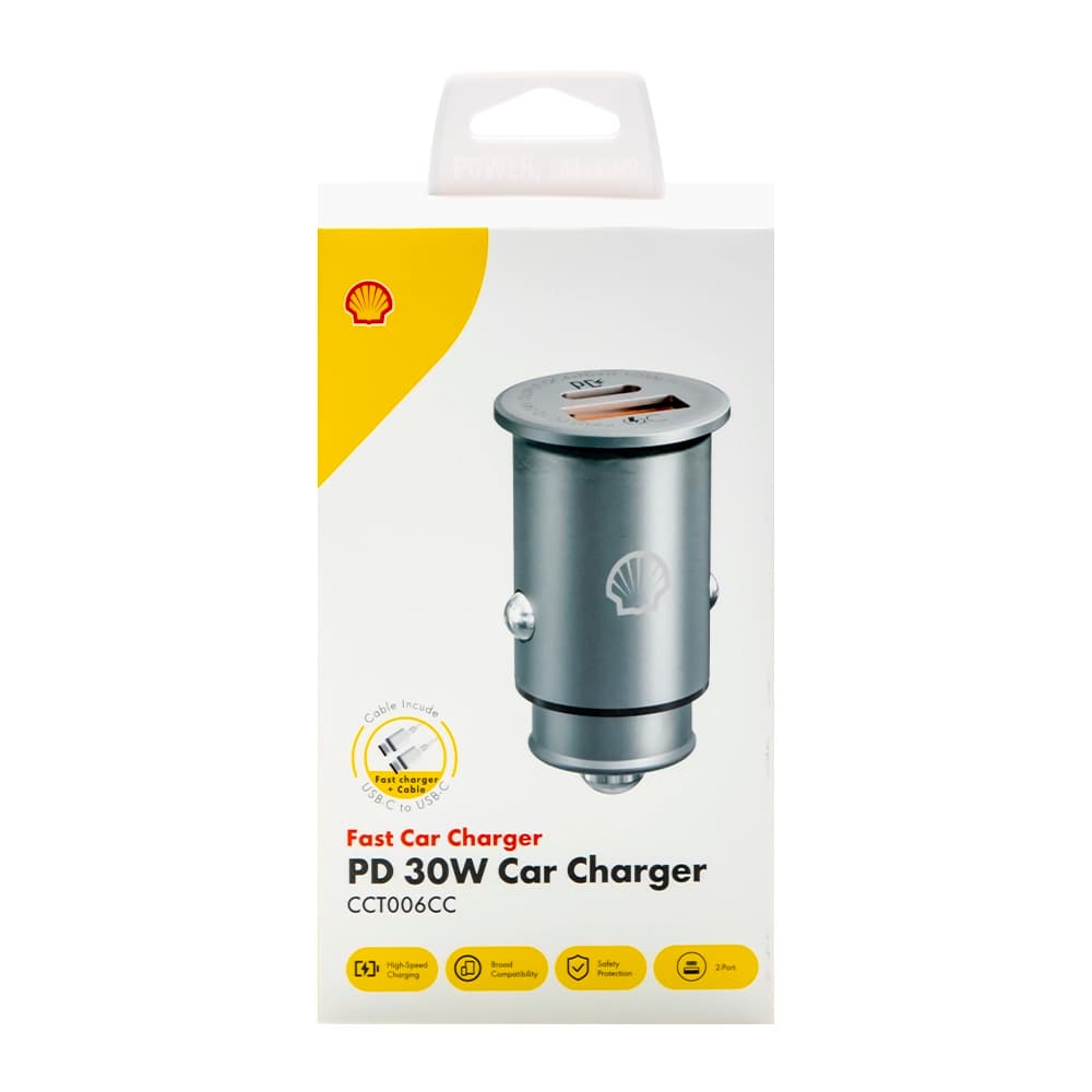 شارژر فندکی شل Shell مدل CCT006CC 30W +کابل دوسر تایپ سی — تصویر ۶