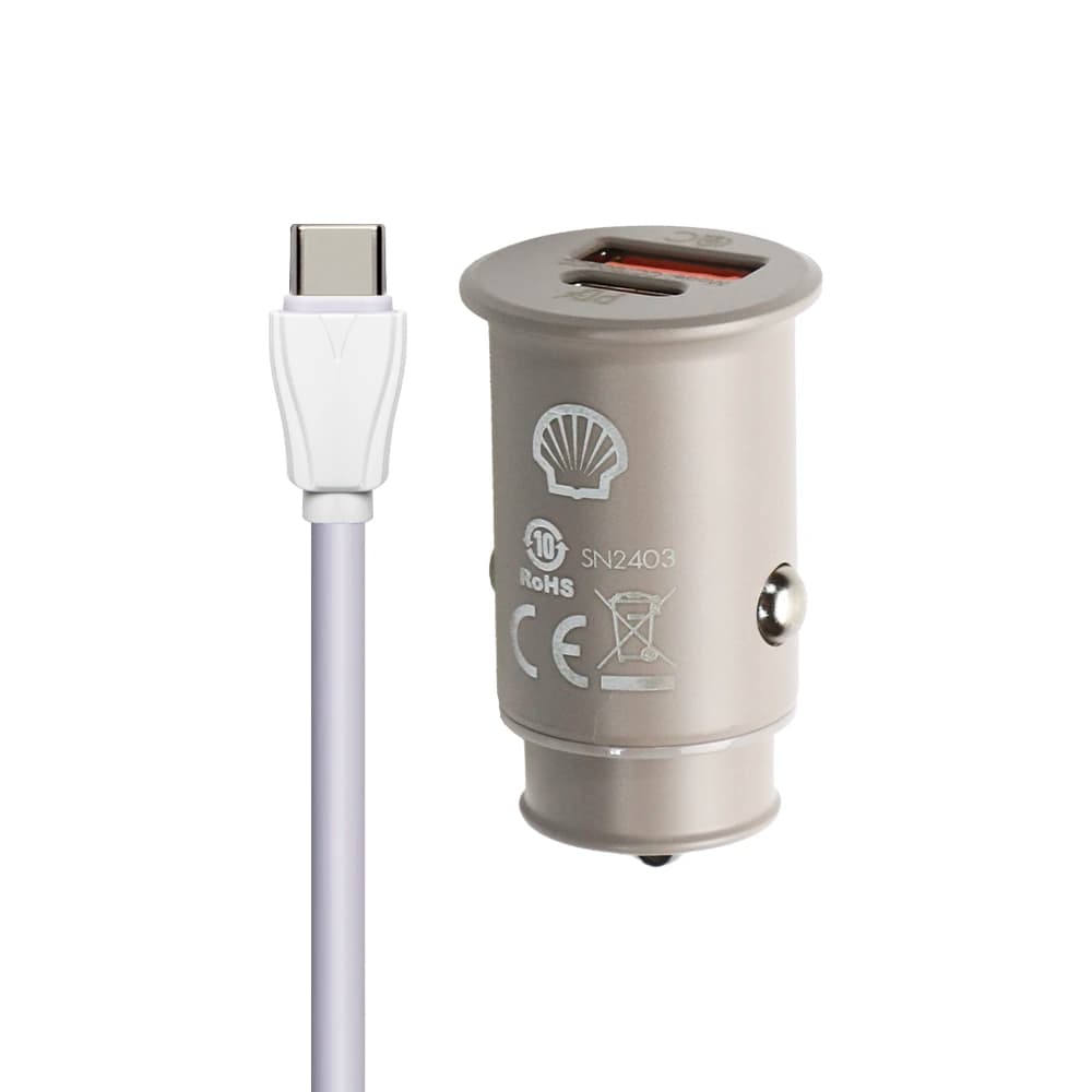 شارژر فندکی شل Shell مدل CCT006CC 30W +کابل دوسر تایپ سی — تصویر ۵