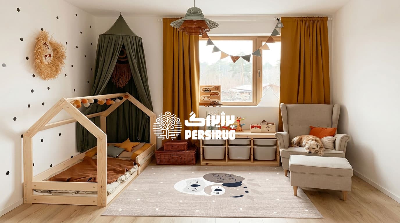 فرشینه اتاق کودک جغد مهربان