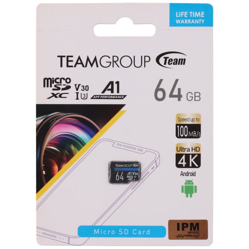 کارت حافظه تیم گروپ TeamGroup مدل A1 V30 U3 100MB/s ظرفیت 64GB — تصویر ۳