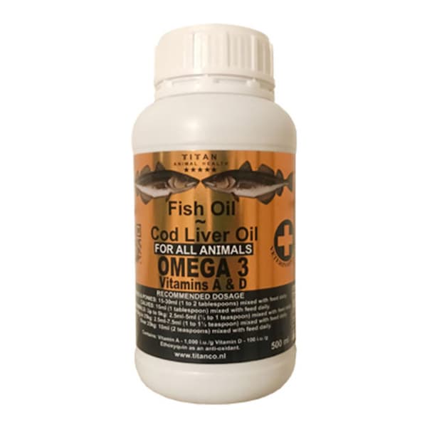 روغن کبد ماهی کاد مناسب سگ و گربه برند تایتان 500 میلی لیتر