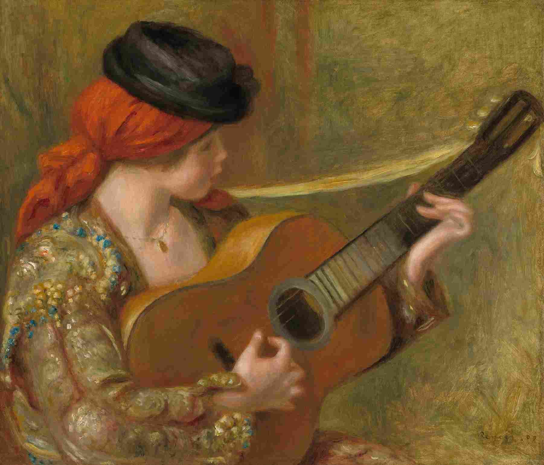 نقاشی Auguste Renoir – Young Spanish Woman with a Guitar — تصویر ۲