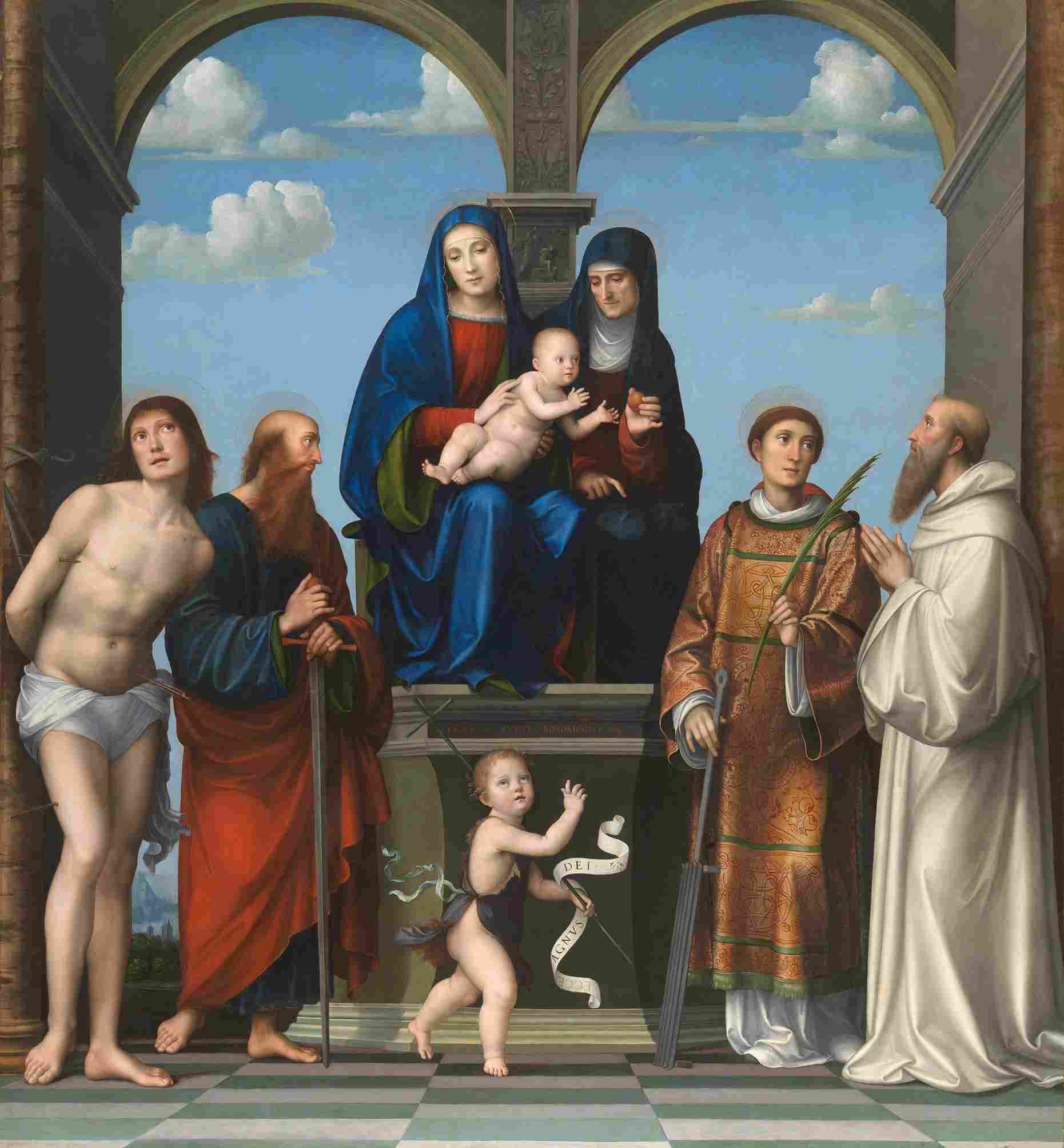 نقاشی Francesco Francia The Virgin and Child with Saint Anne — تصویر ۲