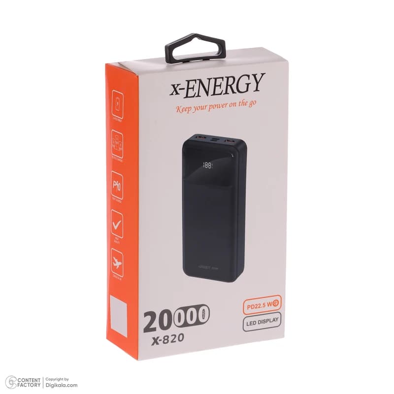 پاوربانک ایکس انرژی X-ENERGY مدل X-820 22.5W ظرفیت 20000 میلی آمپر ساعت