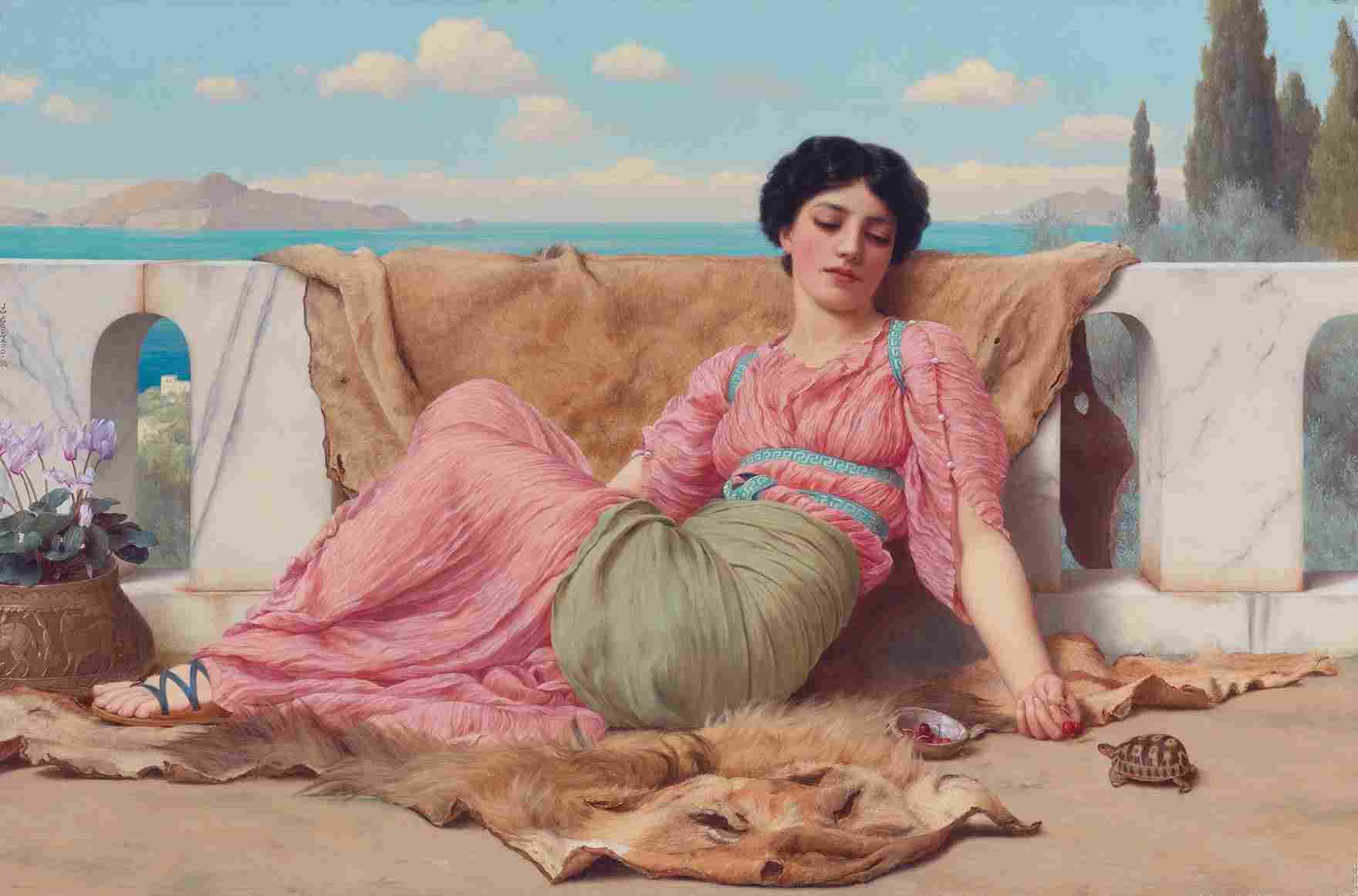 نقاشی John Godward – The Quiet Pet 1906