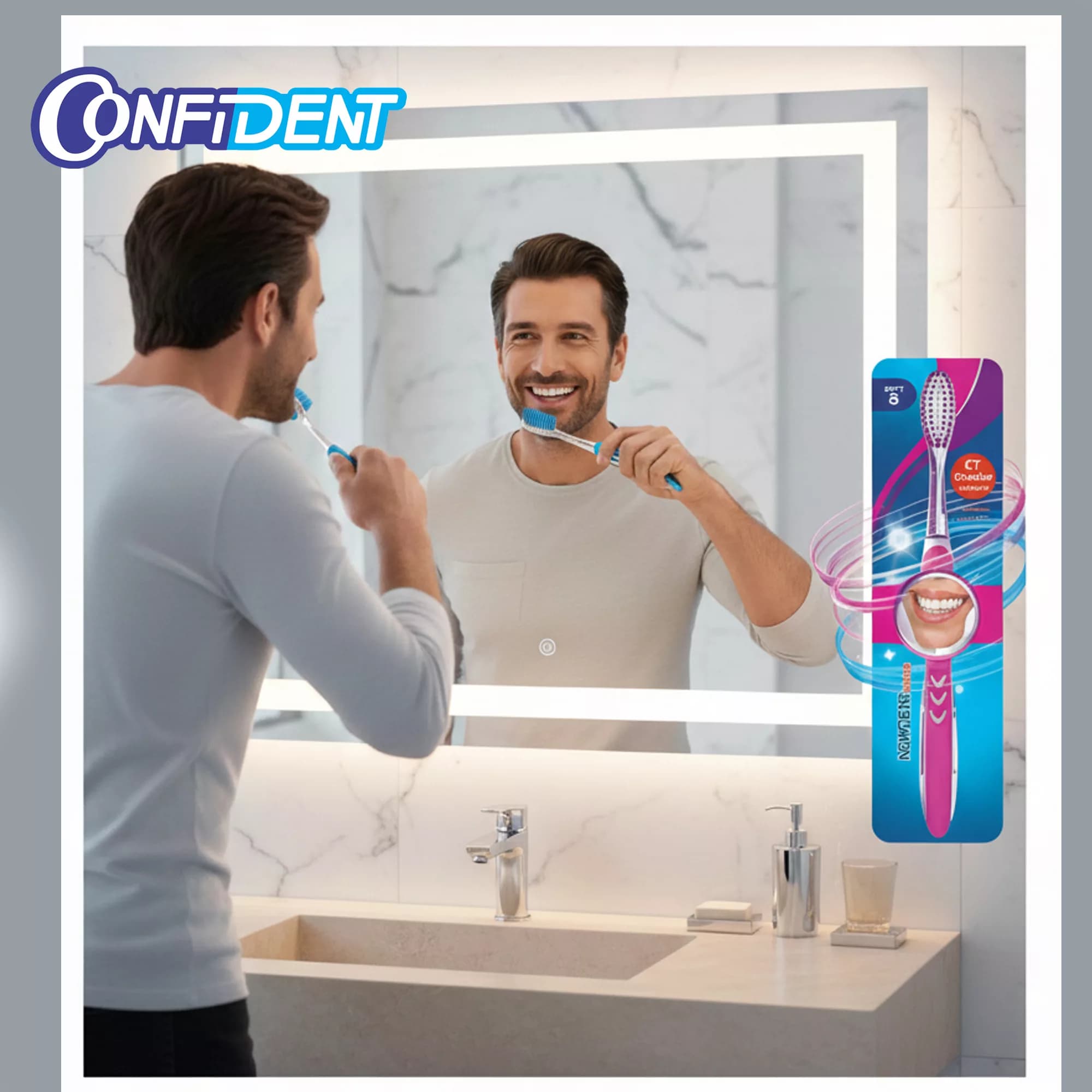 مسواک کانفیدنت مدل Shine Bristeles مجموعه 2 عددی با برس نرم — تصویر ۵