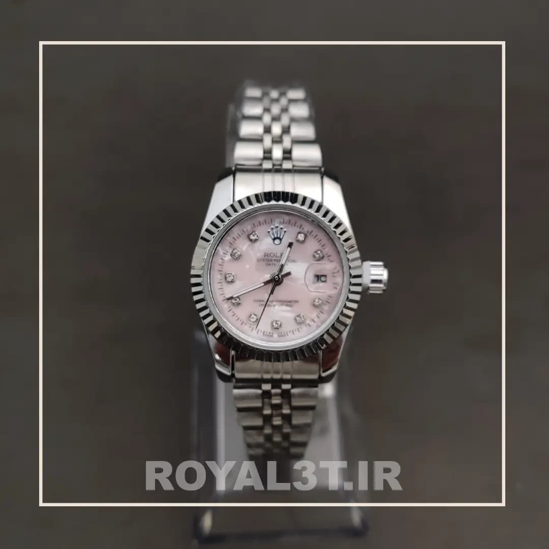 ساعت زنانه رولکس دیت جاست ROLEX DATE JUST صفحه صورتی کد 617 — تصویر ۲