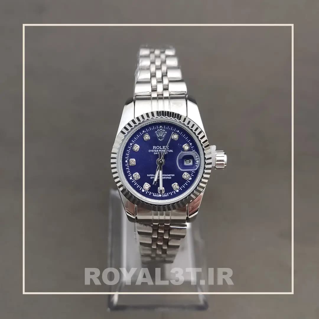 ساعت زنانه رولکس دیت جاست ROLEX DATE JUST صفحه آبی کد 618