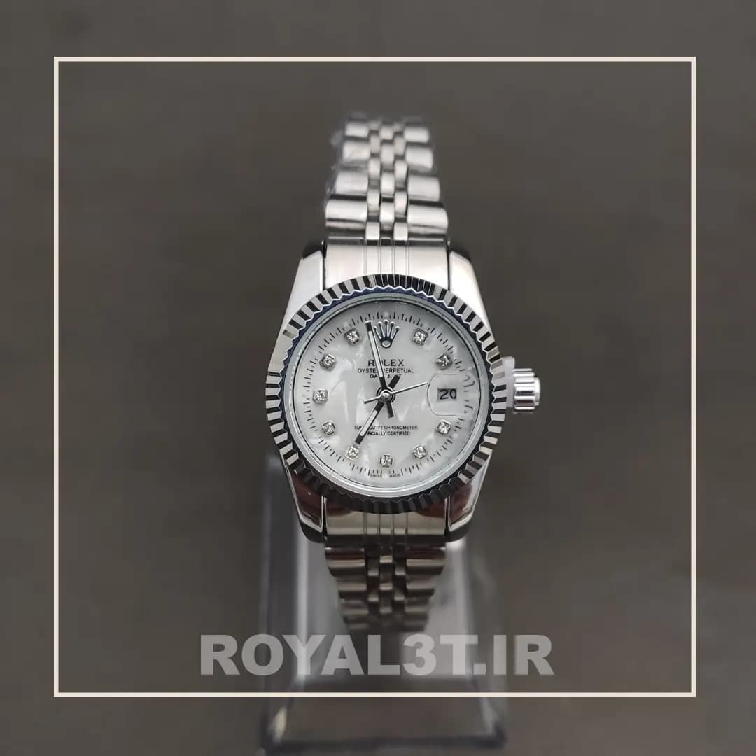 ساعت زنانه رولکس دیت جاست ROLEX DATE JUST صفحه سفید کد 619 — تصویر ۲