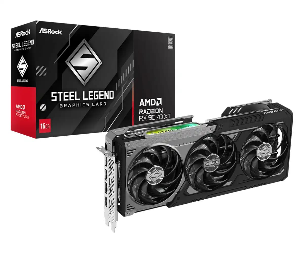 کارت گرافیک ازراک مدل AMD Radeon RX 9070 XT Steel Legend Dark 16GB