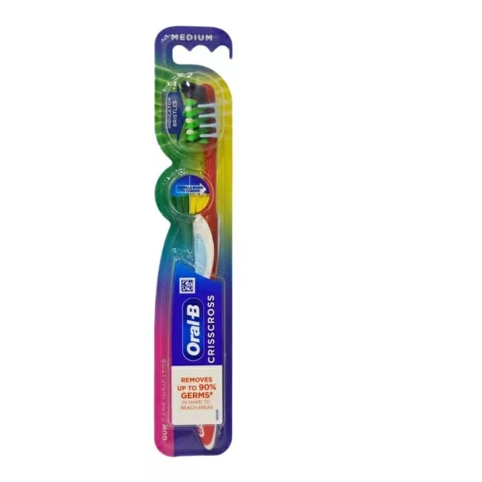 مسواک اورال-بی مدل CRISSCROSS GUM CARE INDICATOR با برس متوسط — تصویر ۳