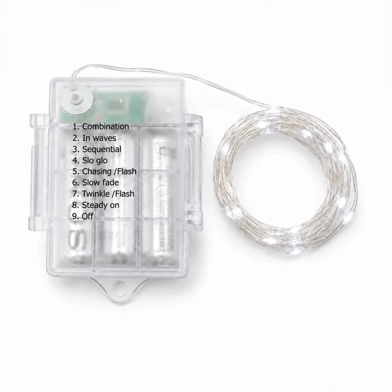 ریسه LED خارجی مفتولی 3متری 30چراغ 3باطری — تصویر ۴