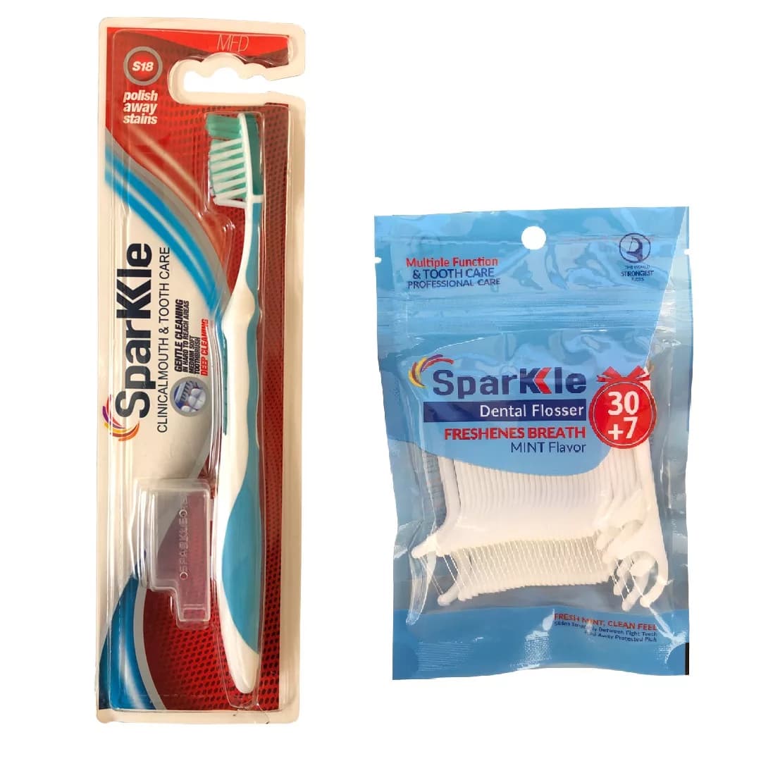 مسواک اسپارکل مدل s18 با برس متوسط به همراه نخ دندان اسپارکل مدل کمانی مجموعه 2 عددی — تصویر ۵