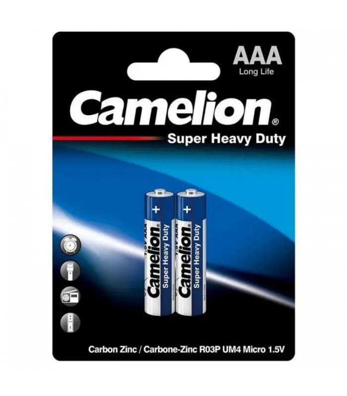 باتری نیم قلمی کملیون ۲تایی Camelion Super Heavy Duty AAA