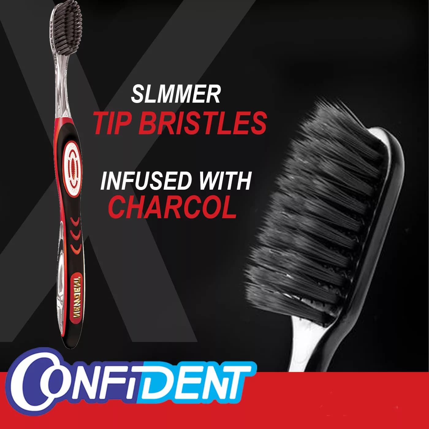 مسواک کانفیدنت مدل Golden Charcoal12 با برس نرم مجموعه 12 عددی — تصویر ۵