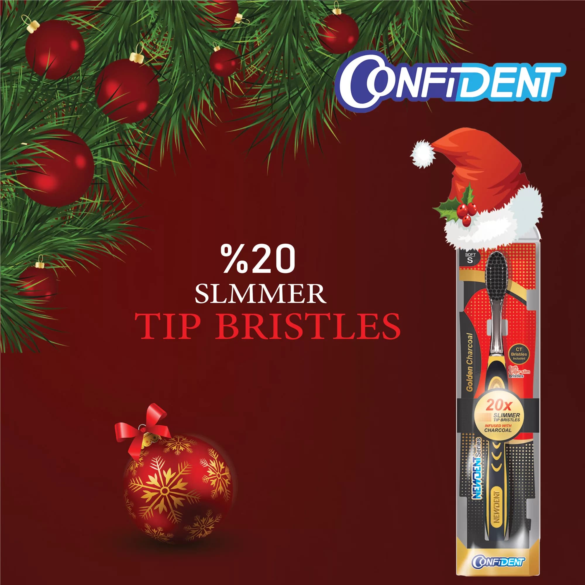 مسواک کانفیدنت مدل Golden Charcoal12 با برس نرم مجموعه 12 عددی — تصویر ۳