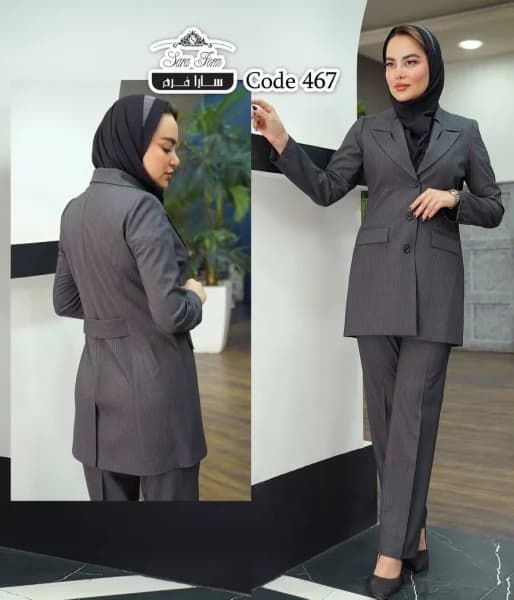 مانتو و شلوار دیپلمات اداری دو خط زنانه کد 467