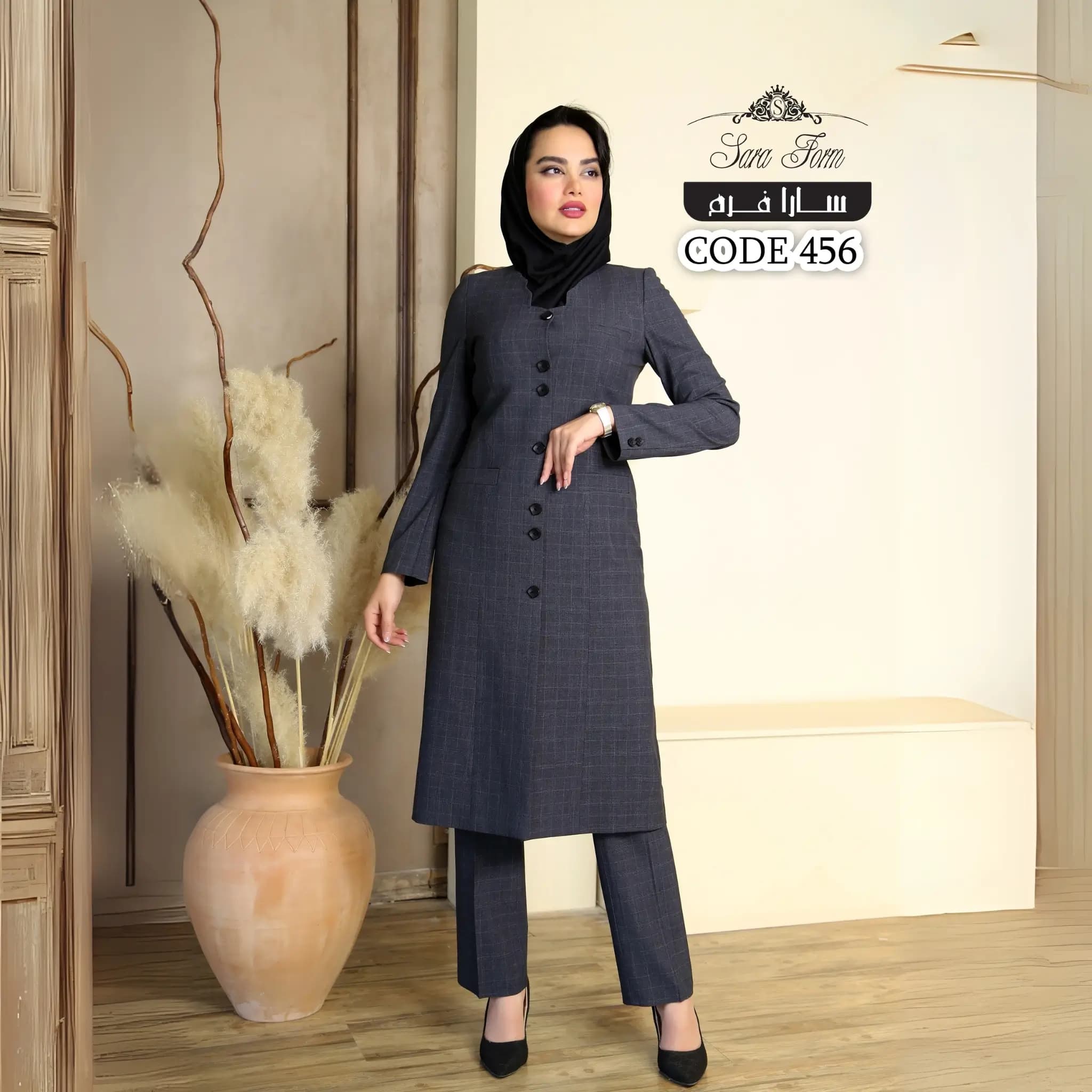 مانتو و شلوار زنانه چهارخانه کد 456 — تصویر ۳