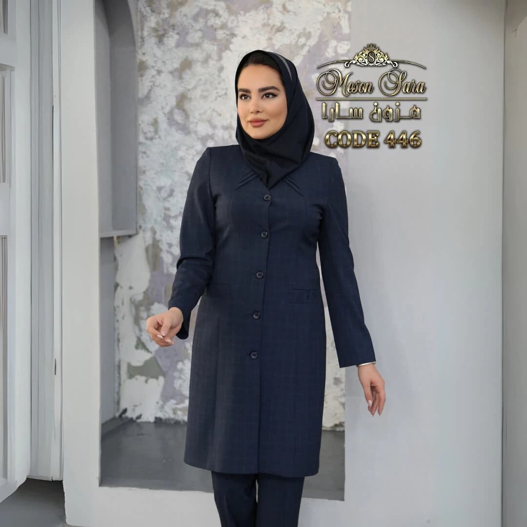 مانتو و شلوار چهارخانه اداری کد 446 — تصویر ۲