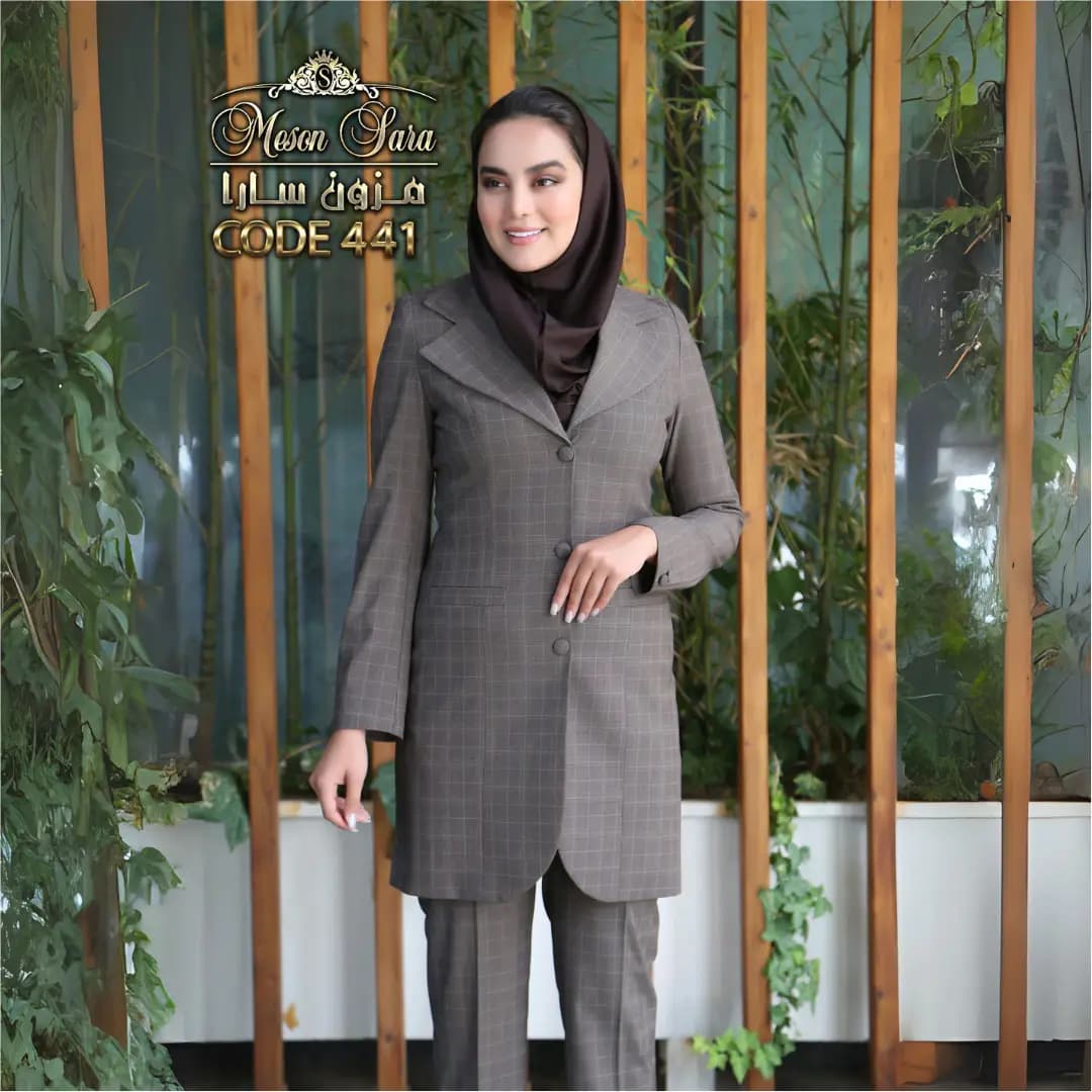 مانتو شلوار اداری چهارخانه کد 441 — تصویر ۹