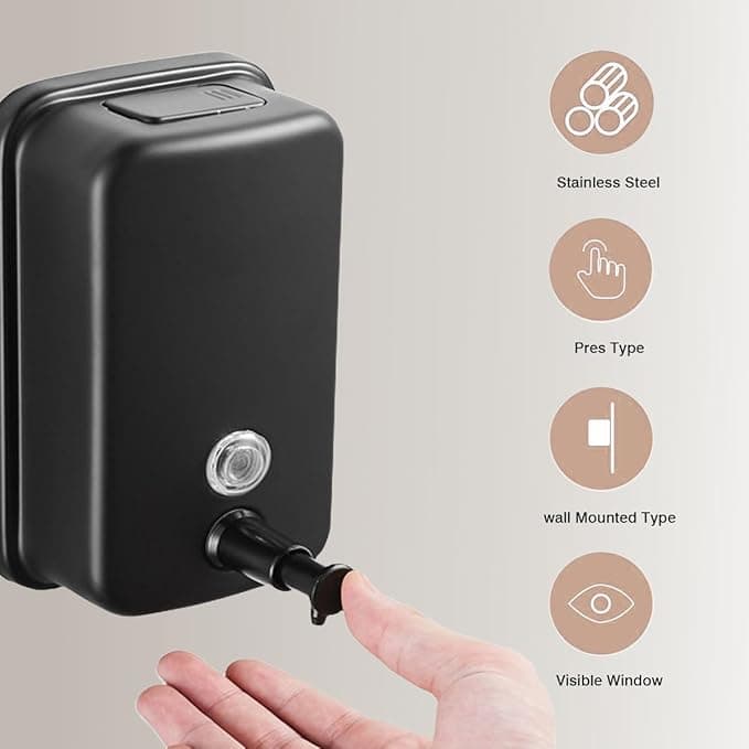 صابون ریز دستی استیل مشکی مدل 800 — تصویر ۵
