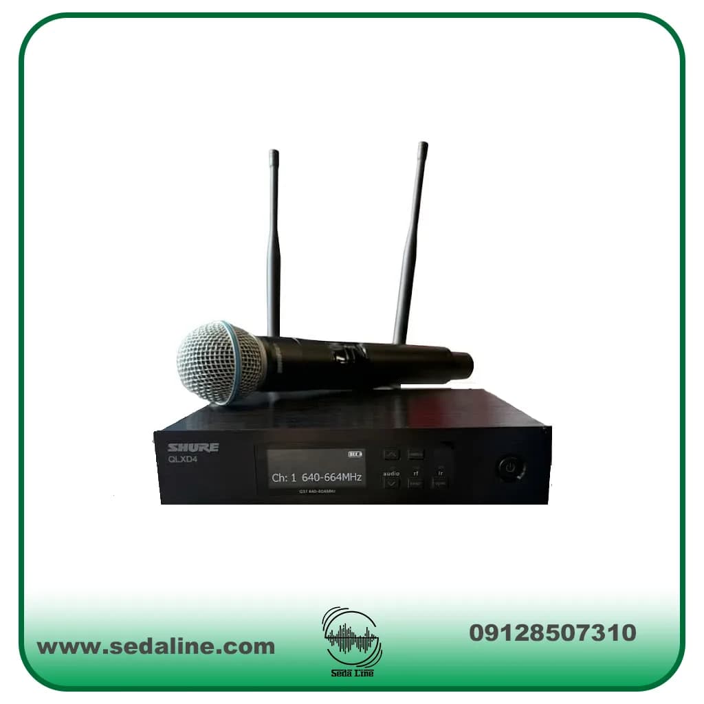 میکروفن بی‌سیم برند شور SHURE تک دستی QLX-D (با کپسولBETA58 ) — تصویر ۲