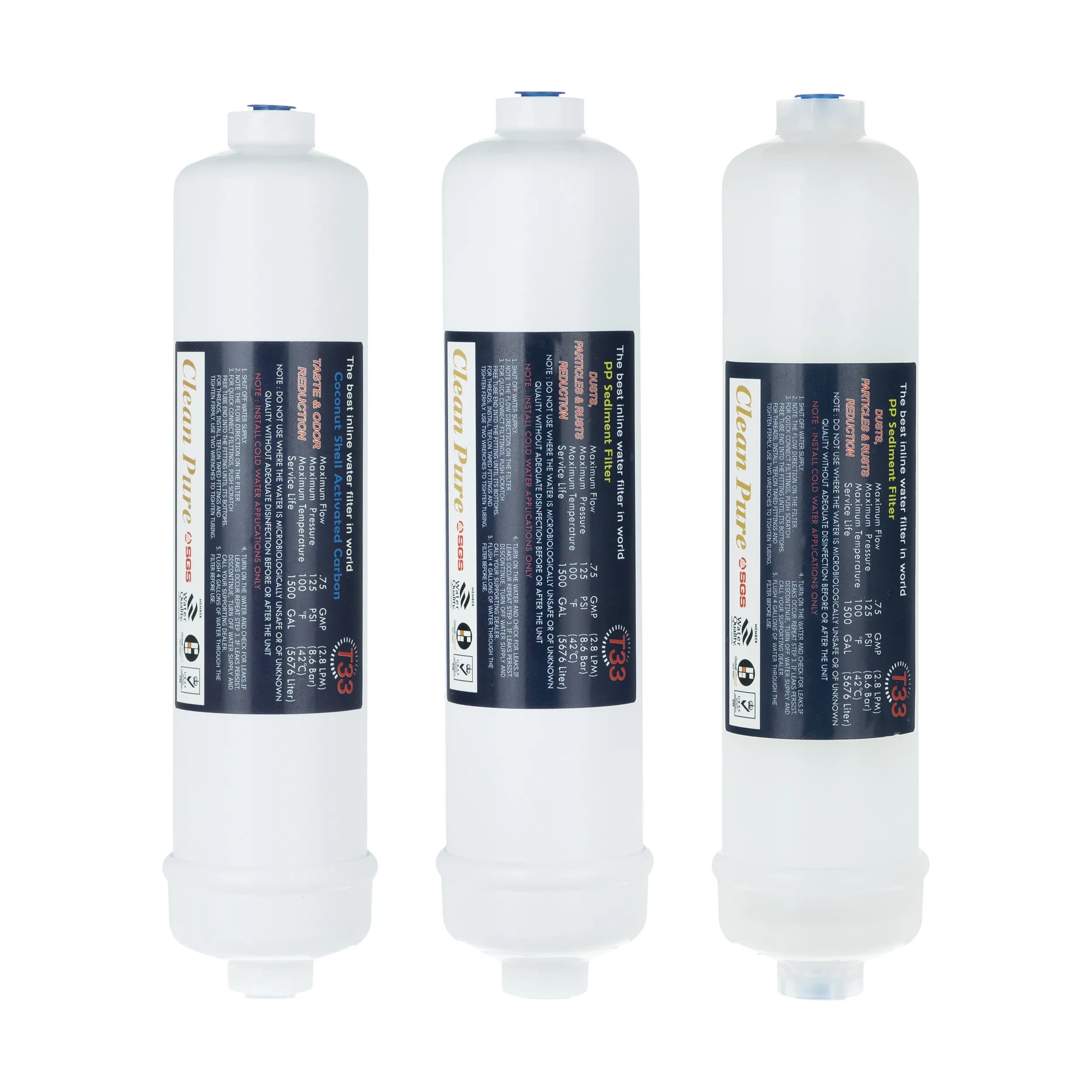 پک فیلتر اینلاین دستگاه تصفیه کننده آب مدل Clean Pure مجموعه 3 عددی