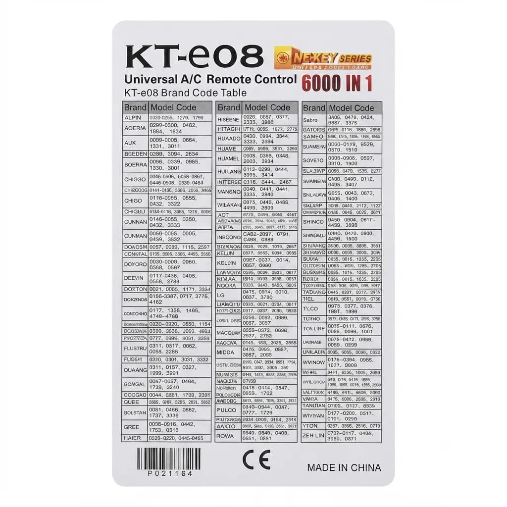 ریموت کنترل یونیورسال(همه کاره) کولر گازی KT-e08 6000 in 1 — تصویر ۶