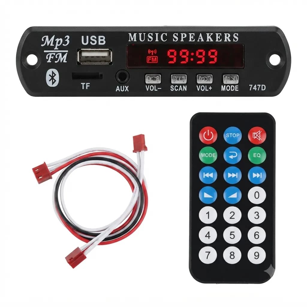 برد بلوتوث‌MP3 پلی USB/TF/FM مدل 747D به همراه ریموت کنترل — تصویر ۳