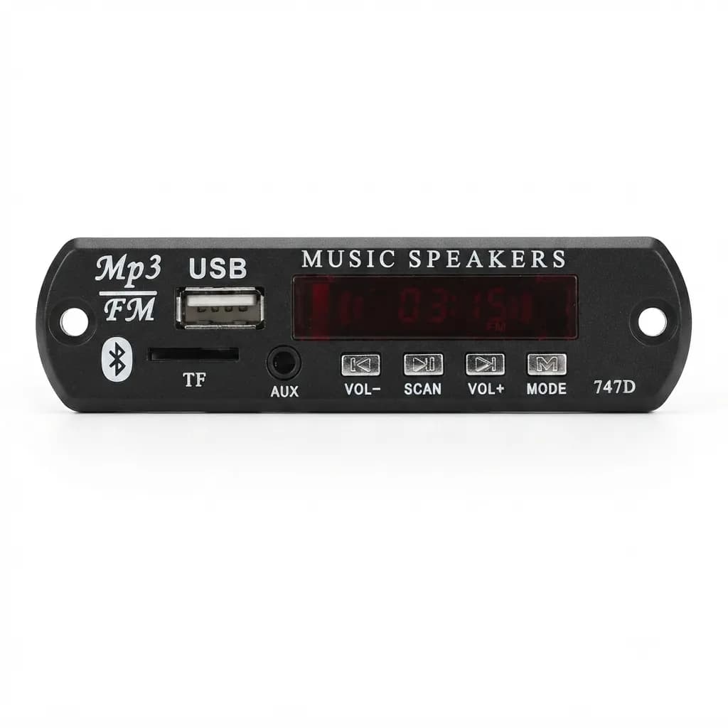 برد بلوتوث‌MP3 پلی USB/TF/FM مدل 747D به همراه ریموت کنترل