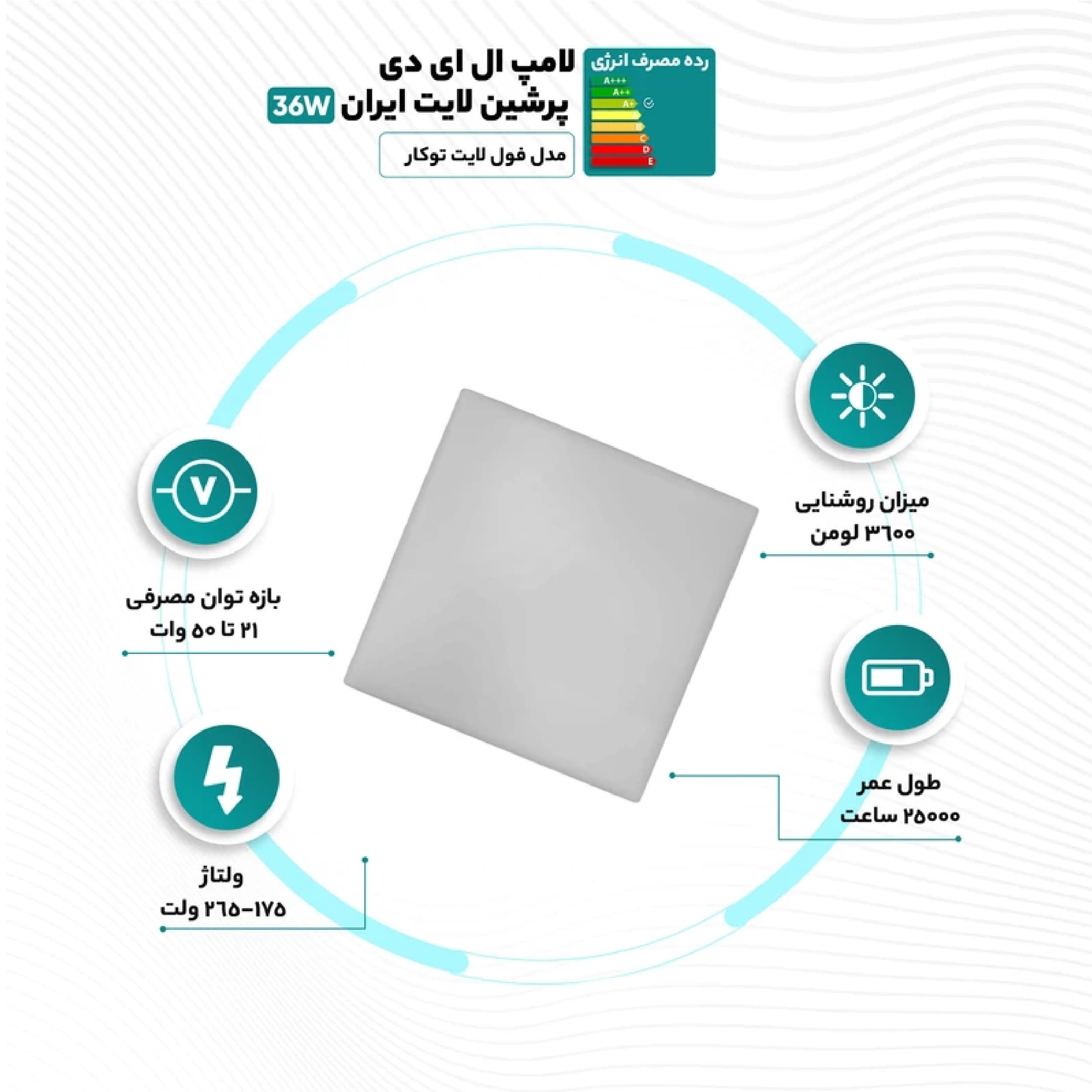 هالوژن فول لایت مربع روکار پرشین لایت — تصویر ۳