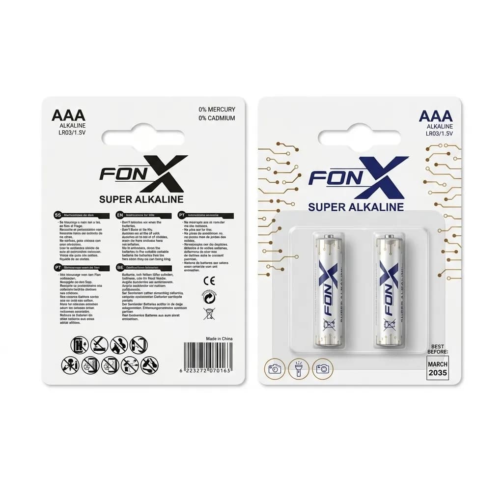 باتری نیم قلمی AAAسوپر آلکالاین FONX — تصویر ۴