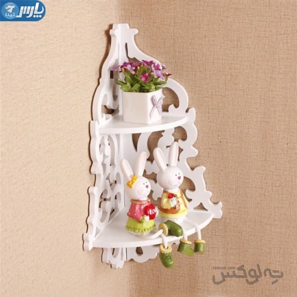 شلف دیواری کنج دو طبقه طرح شقایق — تصویر ۴