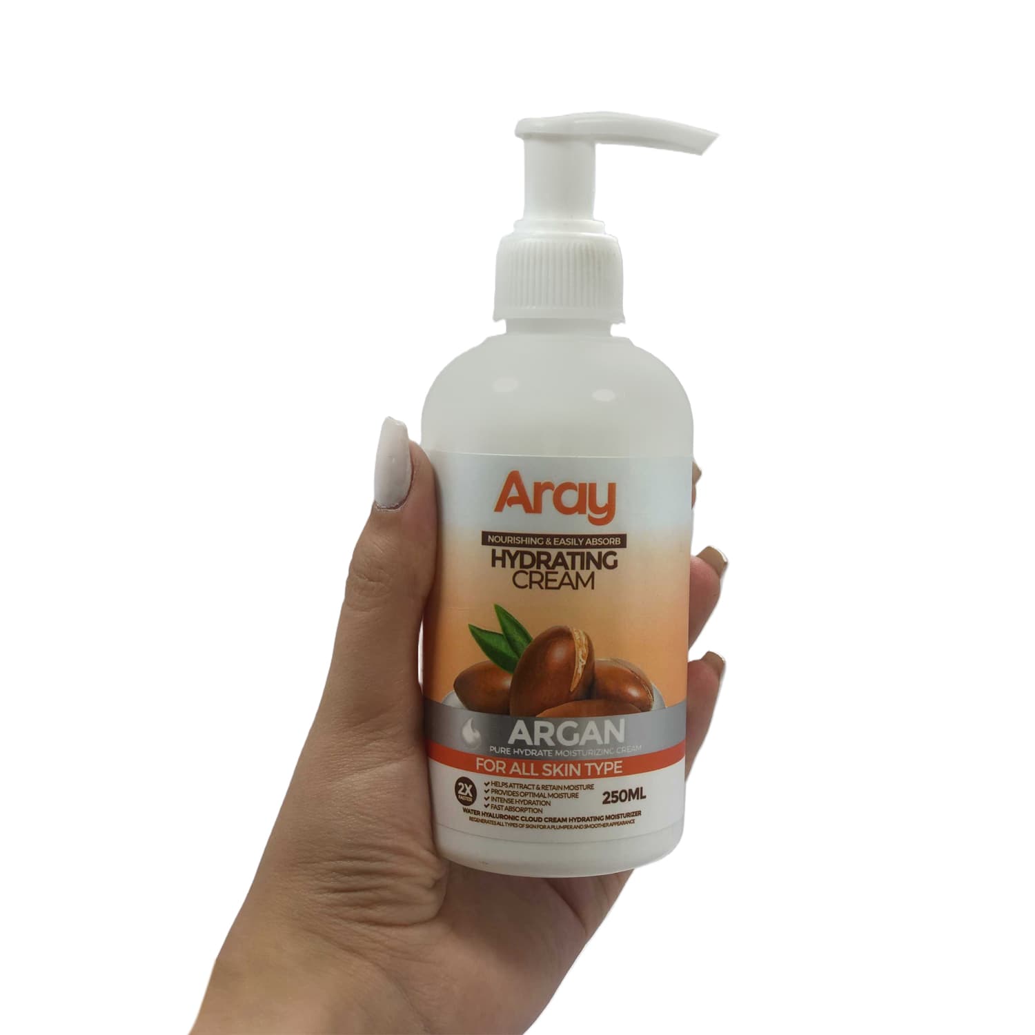 کرم آبرسان دست و صورت آرای مدل آرگان مناسب انواع پوست حجم 250 میلی لیتر — تصویر ۲
