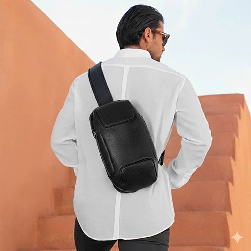کیف کوله و کراس بادی تمام چرمگاوی سهندچرم کدC7-103 — تصویر ۷