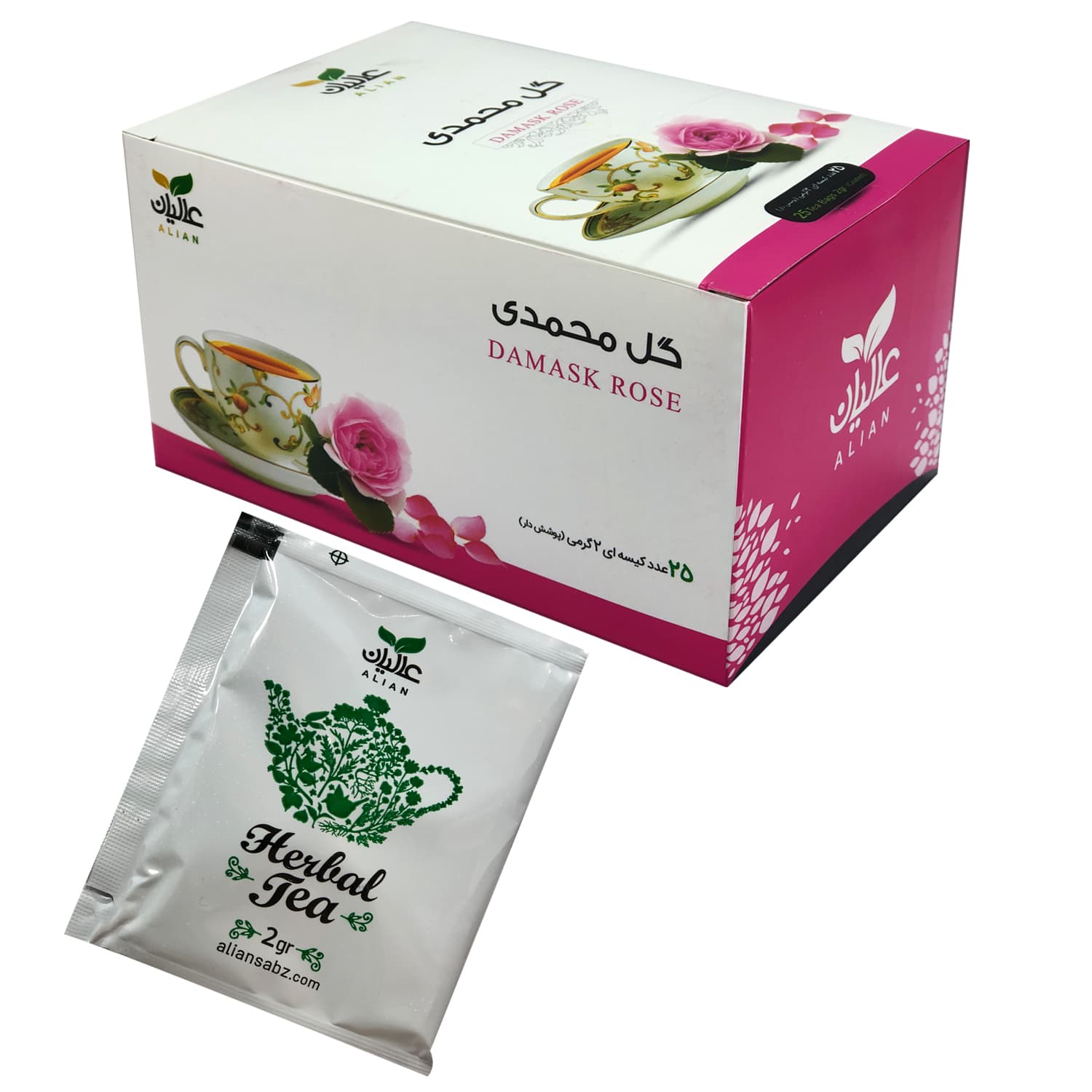 دمنوش گل محمدی عالیان _ بسته 25 عددی — تصویر ۴