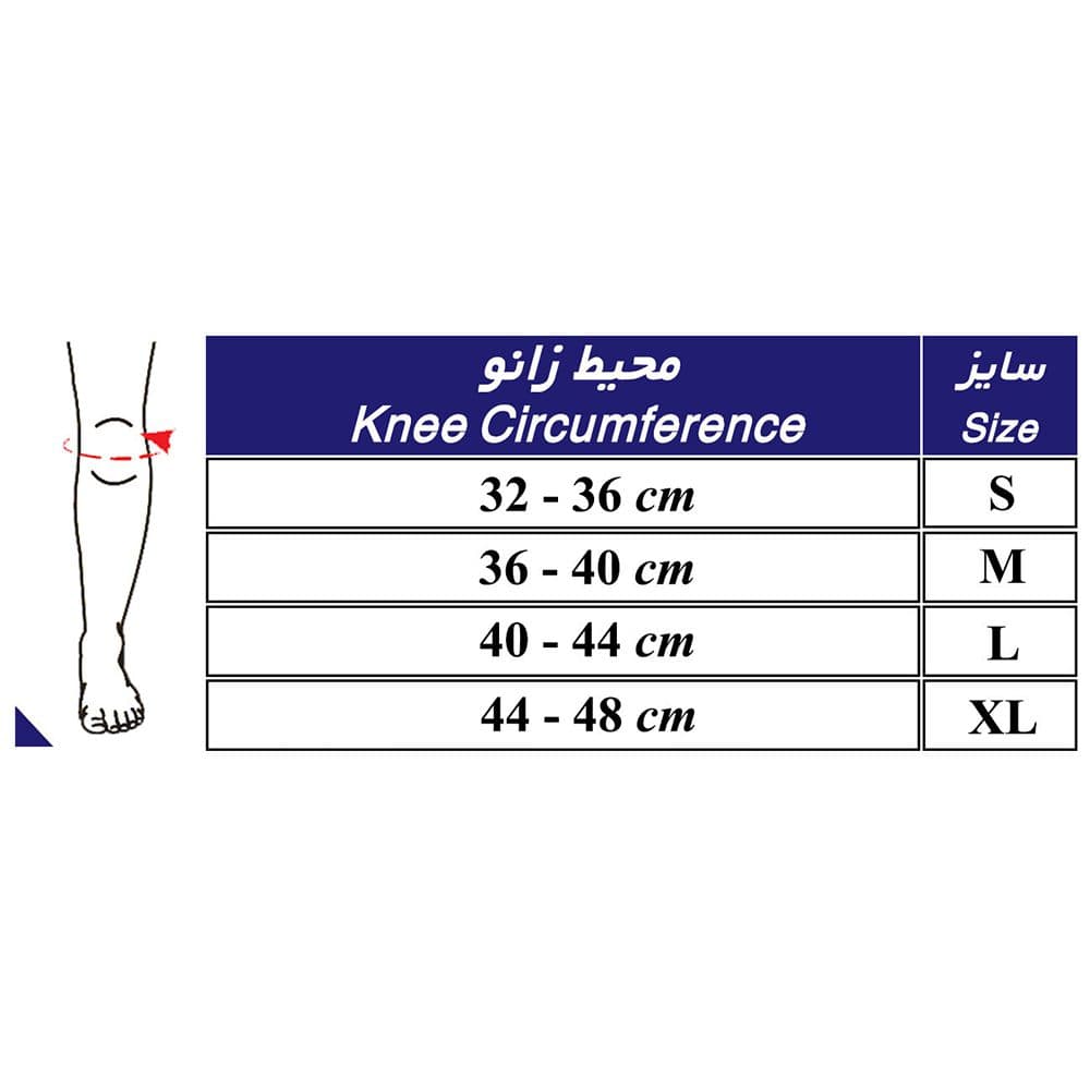 زانوبند نئوپرن چهارفنره قابل تنظیم 41500 طب و صنعت — تصویر ۲