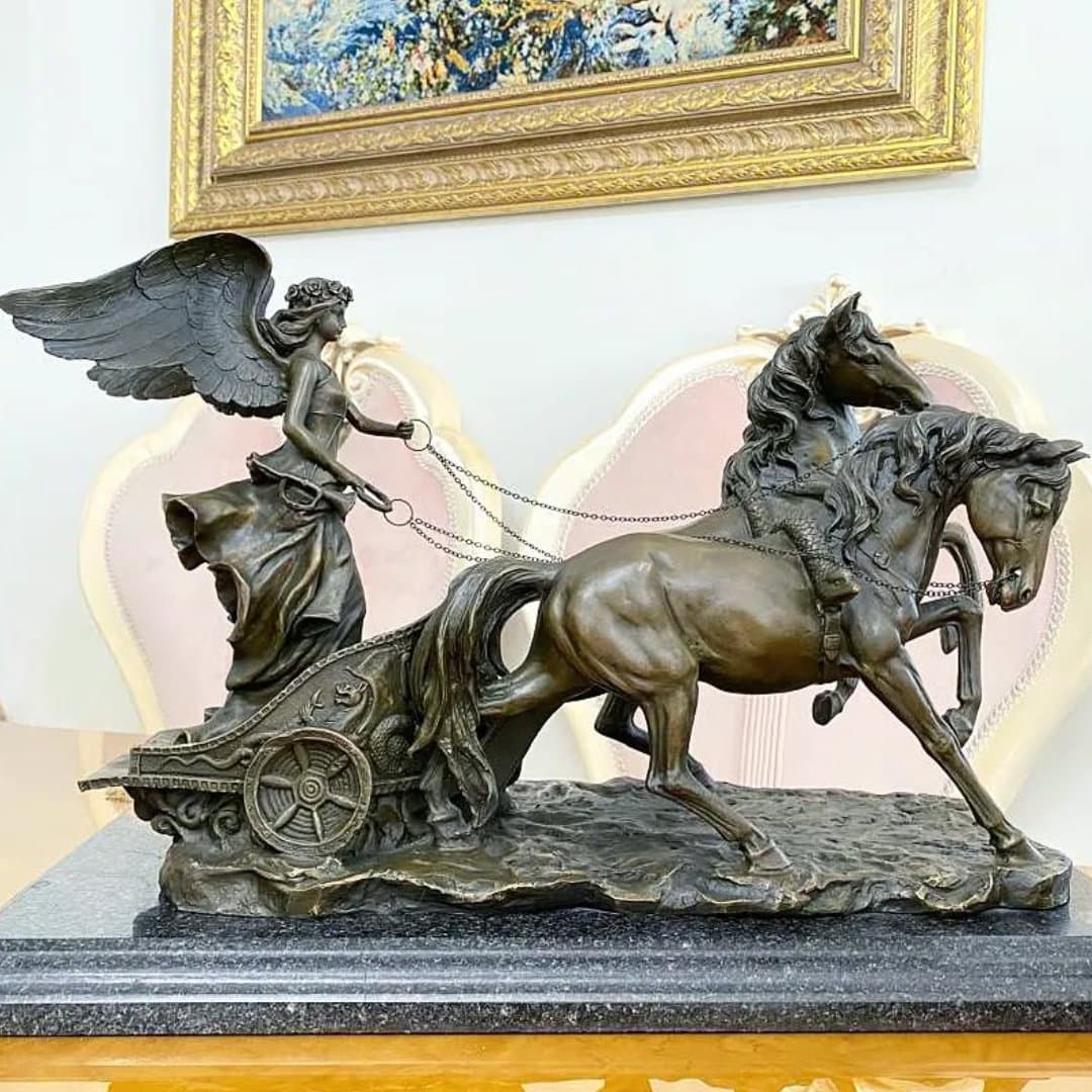 مجسمه فرشته ارابه ران تمام برنز وارداتی اورجینال امضادار