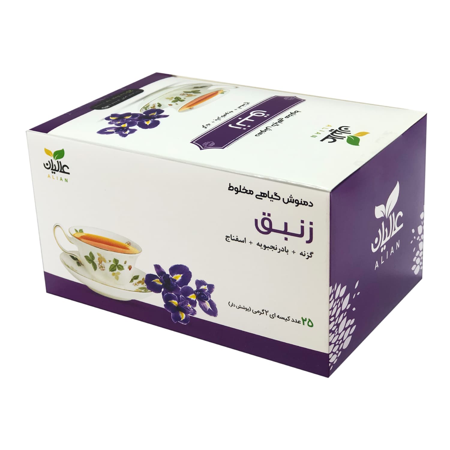 دمنوش زنبق(خونساز) عالیان _ بسته 25 عددی