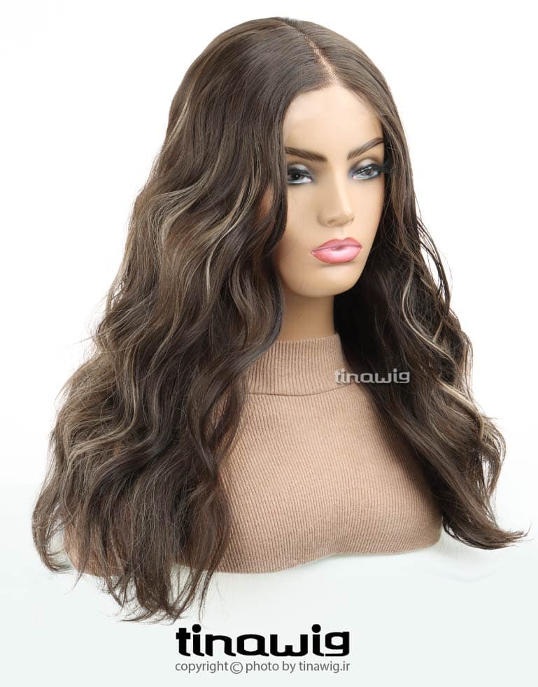 کلاه گیس زنانه کدVANESSA65-8T15 با موی مصنوعی رنگ هایلایت — تصویر ۵