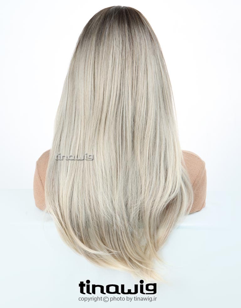 کلاه گیس زنانه کدBrigis60-8T-GRY-16 با موی مصنوعی رنگ بالیاژ مدل برجیس — تصویر ۸
