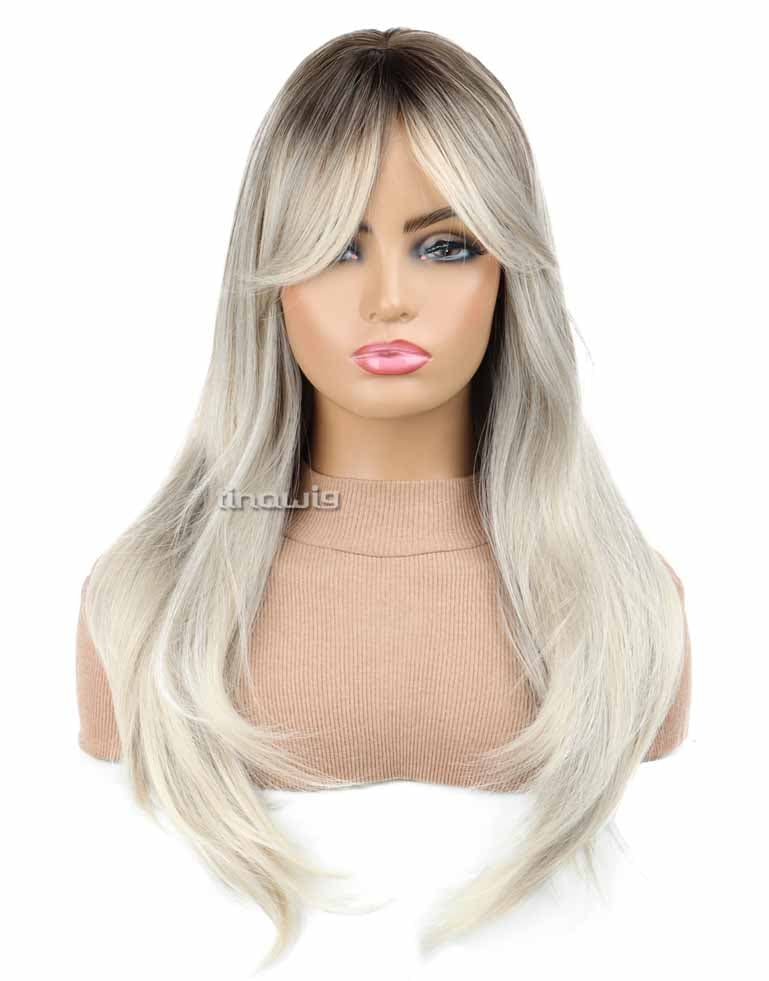 کلاه گیس زنانه کدBrigis60-8T-GRY-16 با موی مصنوعی رنگ بالیاژ مدل برجیس — تصویر ۶